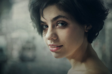 Looking at you. Outdoors female portrait