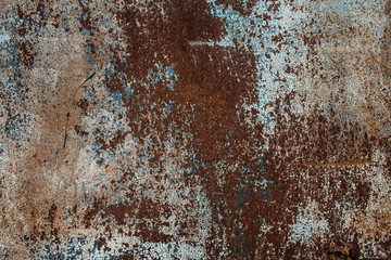 Rusted on surface of the old iron, deterioration of the steel, decay and grunge texture background. Old metal iron panel. 
