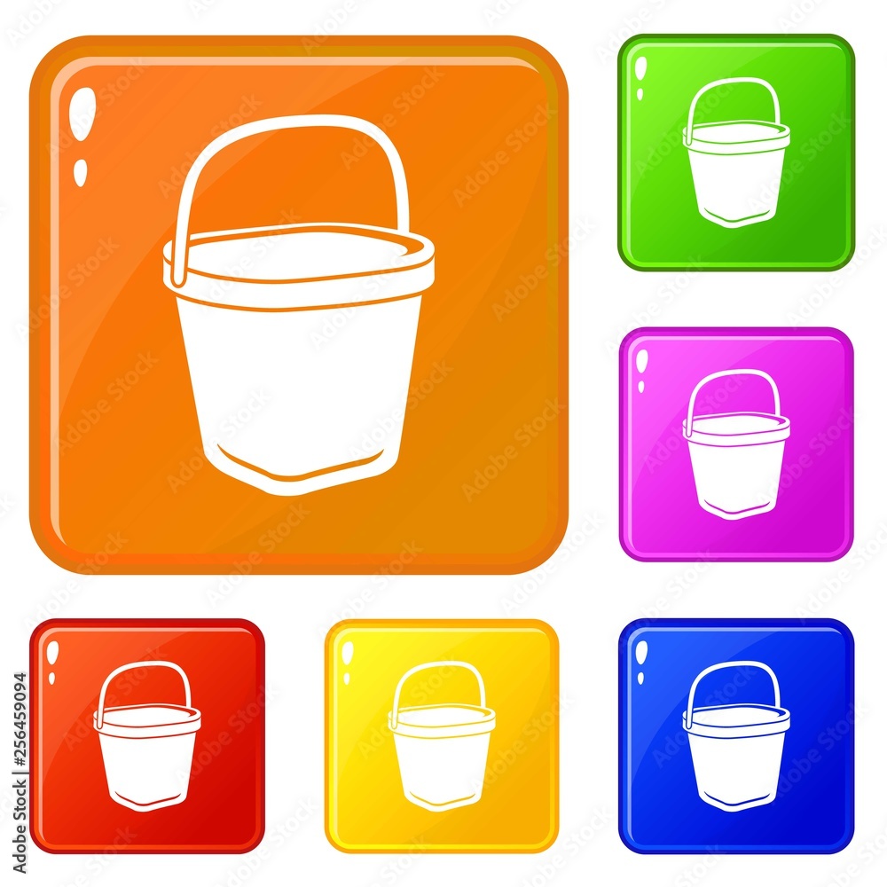 Poster big bucket icons set collection vector 6 color isolated on white background