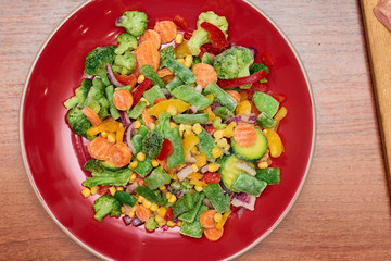 Frozen salad in a bowl