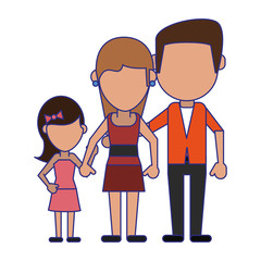 Family avatar faceless cartoon blue lines