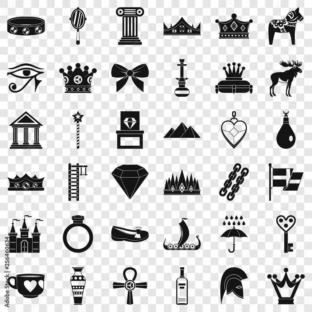 Poster amulet icons set. simple style of 36 amulet vector icons for web for any design