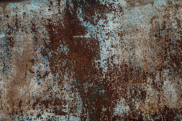 Rusted on surface of the old iron, deterioration of the steel, decay and grunge texture background. Old metal iron panel. 