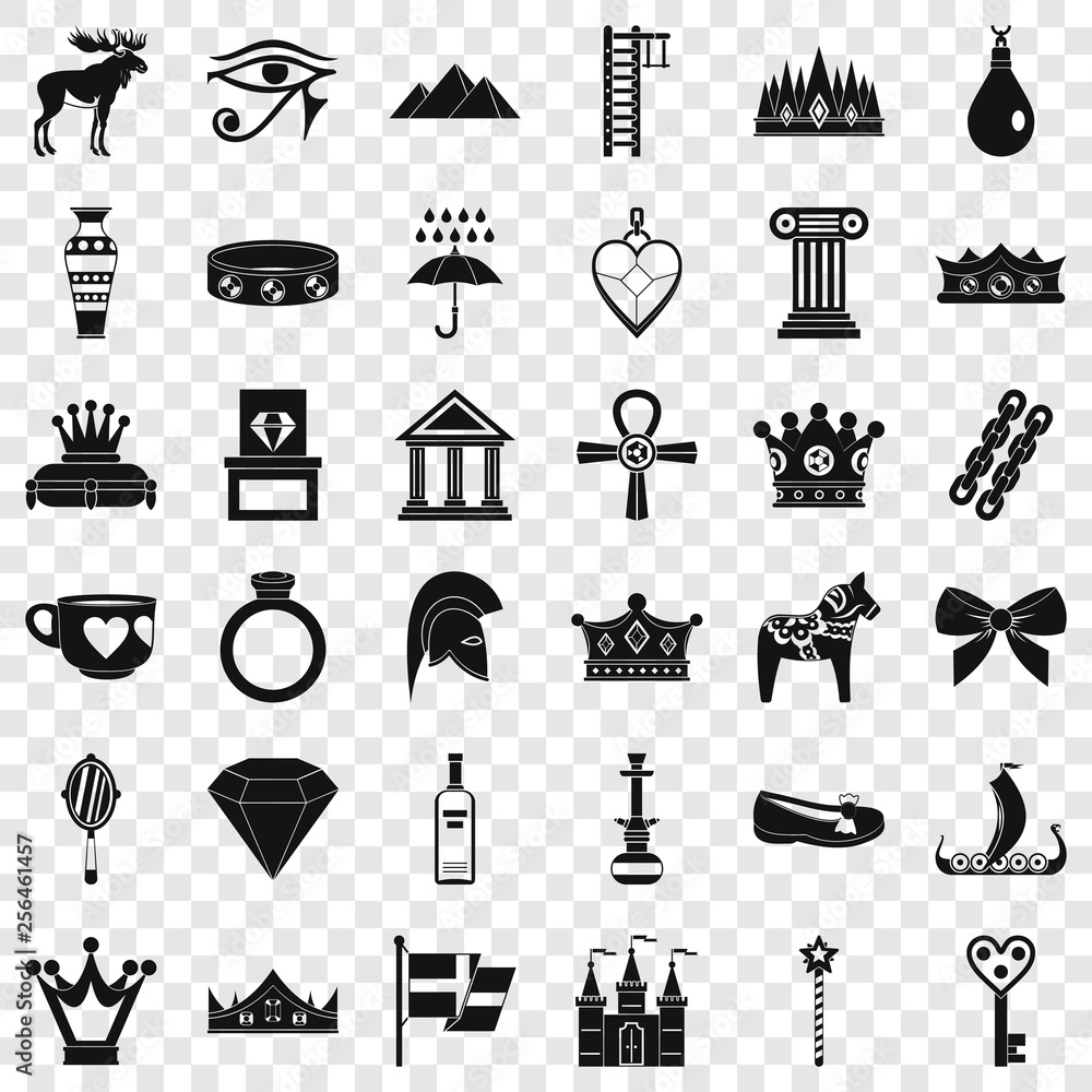 Poster authority icons set. simple style of 36 authority vector icons for web for any design