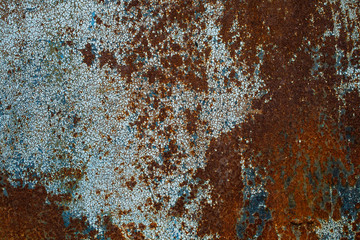 Rusted on surface of the old iron, deterioration of the steel, decay and grunge texture background....