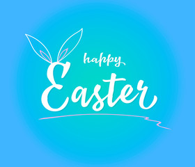 Hand sketched Happy Easter text as Pascha logotype, badge and icon. Drawn Resurrection Sunday postcard, card, invitation, poster, banner template lettering typography. Seasons Greetings