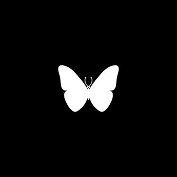Silhouette of a butterfly. Vector illustration on black.