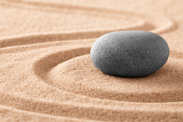 Fototapeta na wymiar Japanese zen meditation stone and sand garden for mindfulness, relaxation, harmony balance and spirituality. .