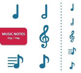 Music Notes Icons (4x magnification for preview).