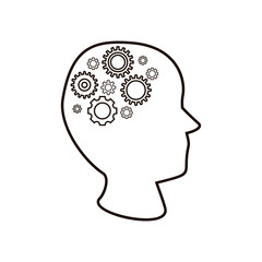 human head with gears, brainstorm