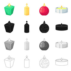 Isolated object of relaxation and flame icon. Collection of relaxation and wax vector icon for stock.