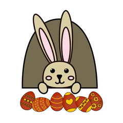 Rabbit with easter eggs