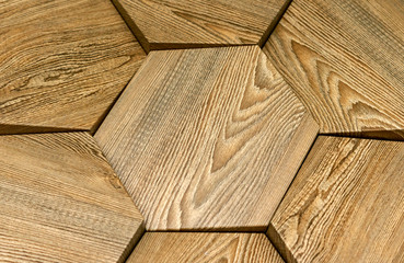 Wooden 3D panel in a modern interior. 3D wooden background.
