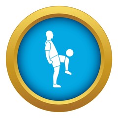 Soccer player man icon blue vector isolated on white background for any design