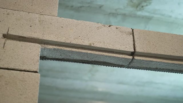 low angle shot of newly built doorway reinforced with armature steel bar