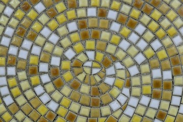 Yellow,white and brown ceramic wall and floor tile abstract background.