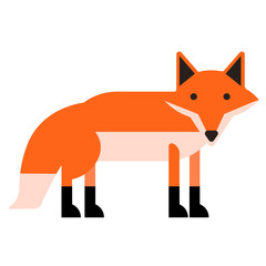 Obraz premium Fox flat illustration on white