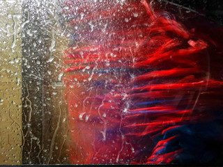 Glass auto on car wash as abstract background