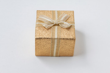 gift box with ribbon and bow on white background