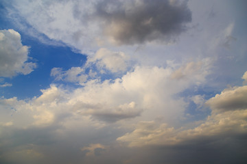 Clouds after rain before sunset as a background