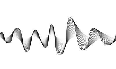 Obraz premium Digital sound wave vector banner background. Audio music soundwave. Voice frequency form illustration. Vibration beats in waveform, black and white color. Sonic creative concept