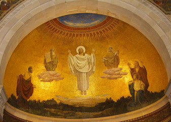 Mount Tabor in the Lower Galilee region of Northern Israel, Jezreel Valley, Afula, Tiberias, Israel. The Church of the Transfiguration and the Franciscan Monastery, nature, details, view, surroundins