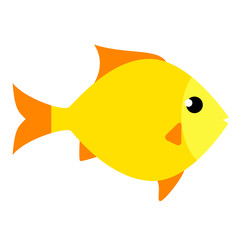 Yellow fish flat illustration on white