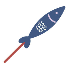 Fish on a stick flat illustration on white