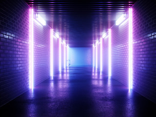Neon background. Cyberpunk electronic night background concept. 3d rendering.