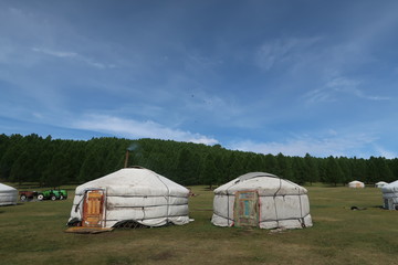 Mongolian Ger on Central Asia Steppe