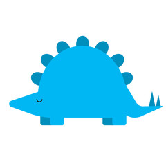 Blue dinosaur flat illustration on white