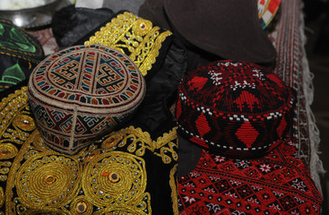 Headgear of Eastern peoples during the celebration of the International Day of Navruz, in the...