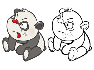 Vector Illustration of a Cute Cartoon Character Panda for you Design and Computer Game. Coloring Book Outline Set 