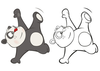 Vector Illustration of a Cute Cartoon Character Panda for you Design and Computer Game. Coloring Book Outline Set  © liusa