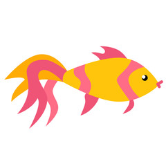 Fototapeta premium Goldfish flat illustration on white