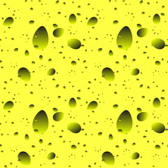Large yellow drops and petals on a light background in nacre.