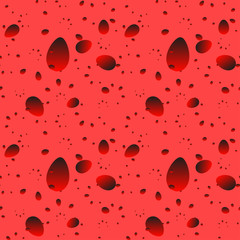 Large red drops and petals on a light background in nacre.