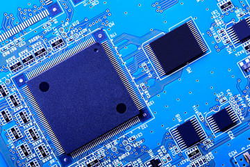 Electronic circuit board close up.