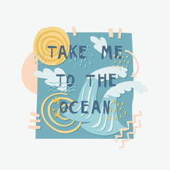 Take Me To The Ocean cut out paper lettering