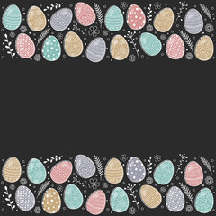 Concept of an Easter brochure with retro hand drawn eggs. Vector