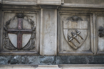Florence, Italy - March 01, 2019 :  Detail of santa maria Novella church wall