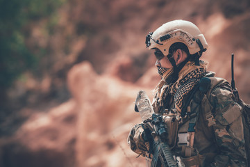 Soldiers of special forces on wars at the desert,Thailand people,Army soldier