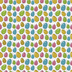 Easter texture with cute colorful eggs. Vector