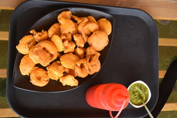 Pakora, also called pakoda, pakodi, fakkura, bhajiya, bhajji, bhaji or ponako, is a fried snack, originating from the Indian subcontinent. It is a popular snack across the Indian subcontinent