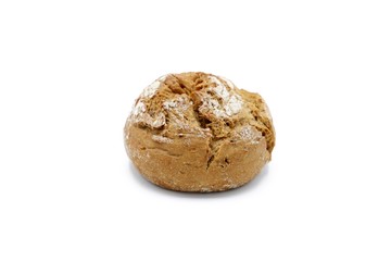 whole-grain bun - freshly baked whole-grain bun isolated on white