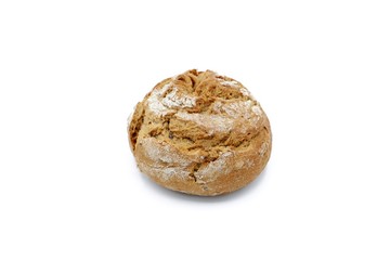 whole-grain bun - freshly baked whole-grain bun isolated on white