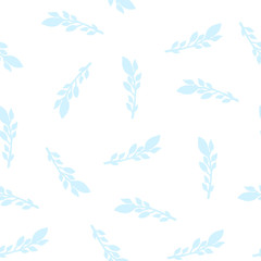 Fototapeta na wymiar Seamless vector pattern with leaves. Gentle faded blue twigs.