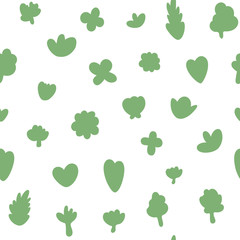 Seamless vector pattern with leaves. Green flowers and leaves. St. Patrick s Day.