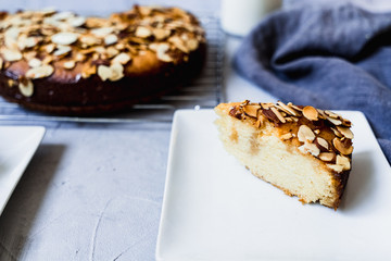Drizzled honeycake with toasted almond
