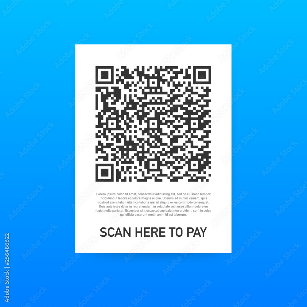 Wall mural Scan to pay. Smartphone to scan QR code on paper for detail, technology and business concept. Vector illustration.